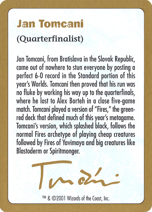 Jan Tomcani Bio highlighted card art
