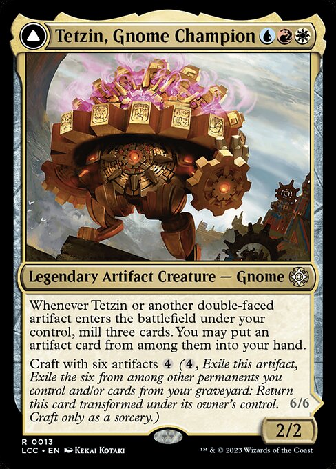 Tetzin, Gnome Champion // The Golden-Gear Colossus from The Lost Caverns of Ixalan Commander