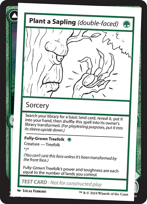Plant a Sapling // Fully-Grown Treefolk highlighted card art