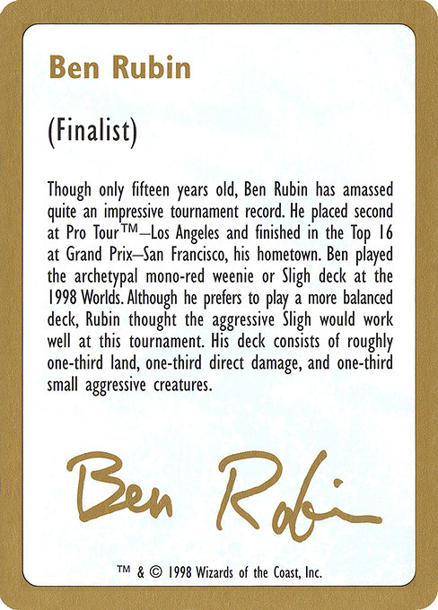 Ben Rubin Bio highlighted card art