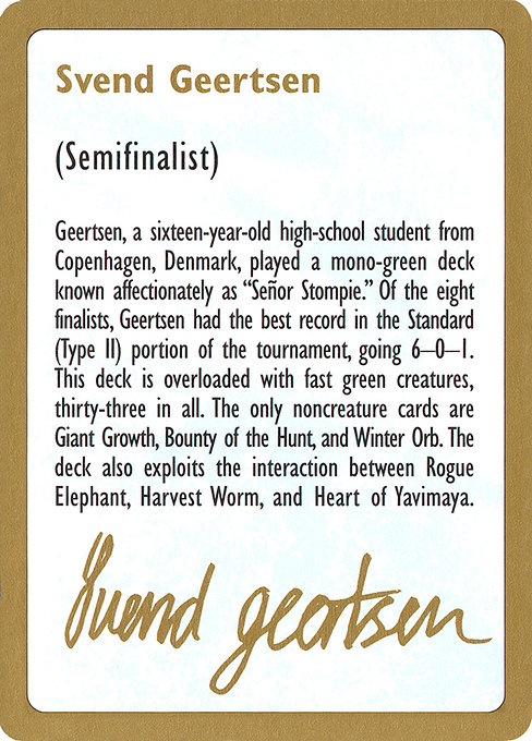 Svend Geertsen Bio highlighted card art