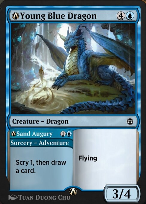 A-Young Blue Dragon // A-Sand Augury highlighted card art
