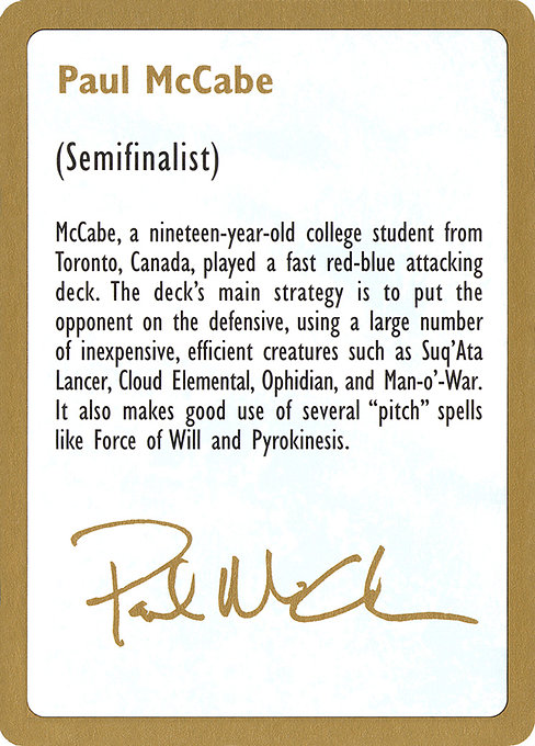 Paul McCabe Bio highlighted card art
