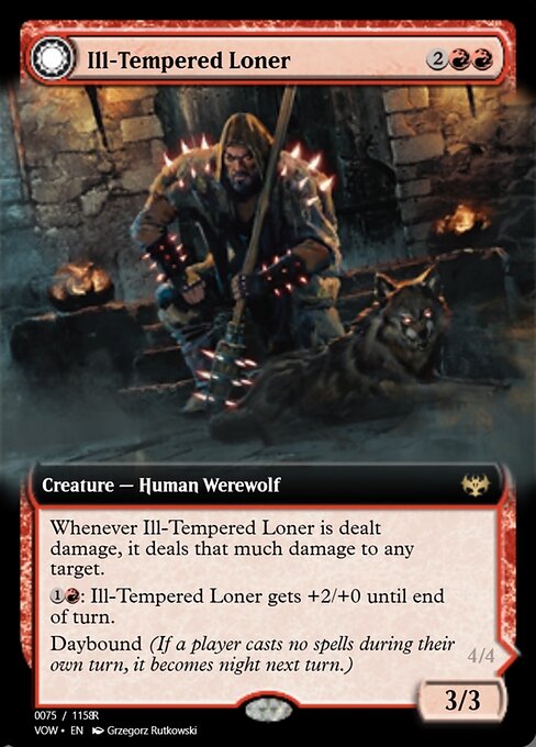 Ill-Tempered Loner // Howlpack Avenger highlighted card art