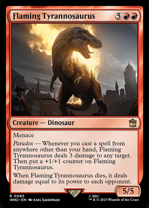 Flaming Tyrannosaurus highlighted card art