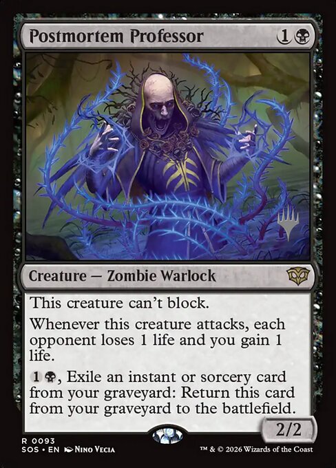 Postmortem Professor highlighted card art