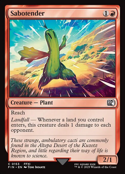 Sabotender highlighted card art