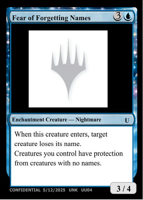 Fear of Forgetting Names from Unknown Event