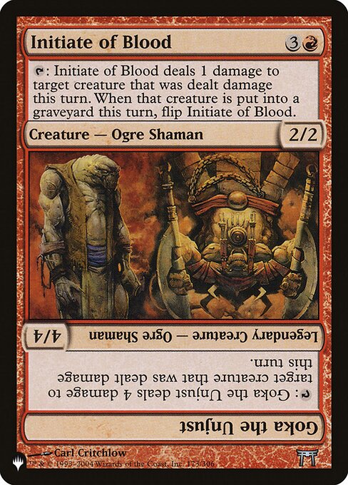 Initiate of Blood // Goka the Unjust highlighted card art