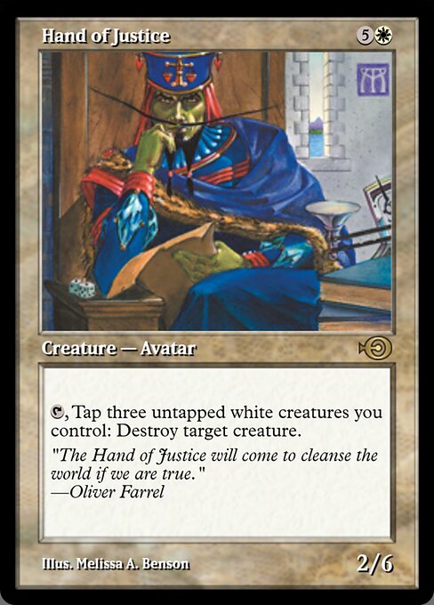 Hand of Justice highlighted card art
