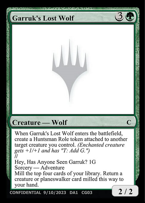 Garruk's Lost Wolf // Hey, Has Anyone Seen Garruk? highlighted card art