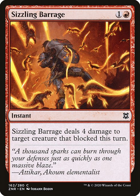 Sizzling Barrage highlighted card art