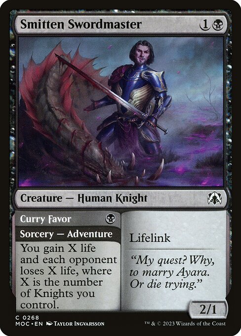 Smitten Swordmaster // Curry Favor highlighted card art