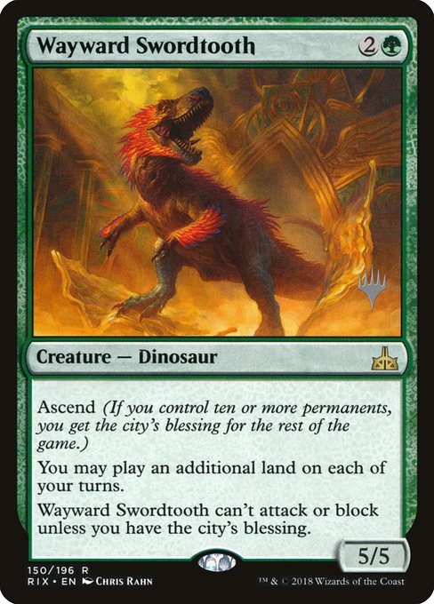 Wayward Swordtooth from Rivals of Ixalan Promos