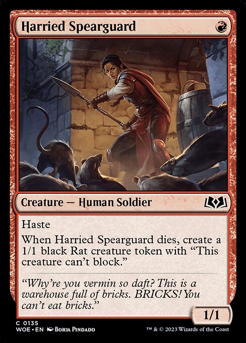 Harried Spearguard highlighted card art