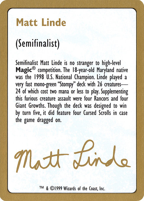 Matt Linde Bio highlighted card art