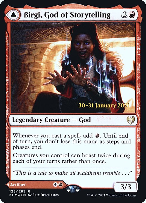 Birgi, God of Storytelling // Harnfel, Horn of Bounty from Kaldheim Promos
