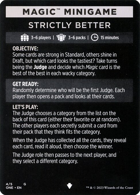 Strictly Better // Strictly Better (cont'd) from Phyrexia: All Will Be One Minigames