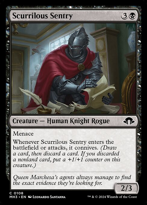 Scurrilous Sentry highlighted card art