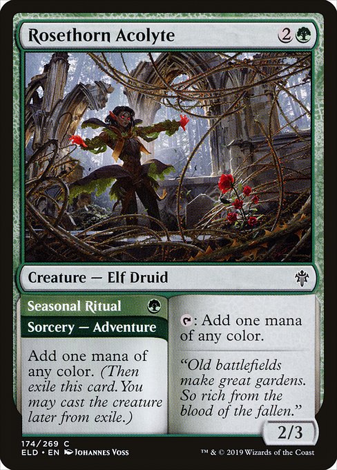 Rosethorn Acolyte // Seasonal Ritual from Throne of Eldraine