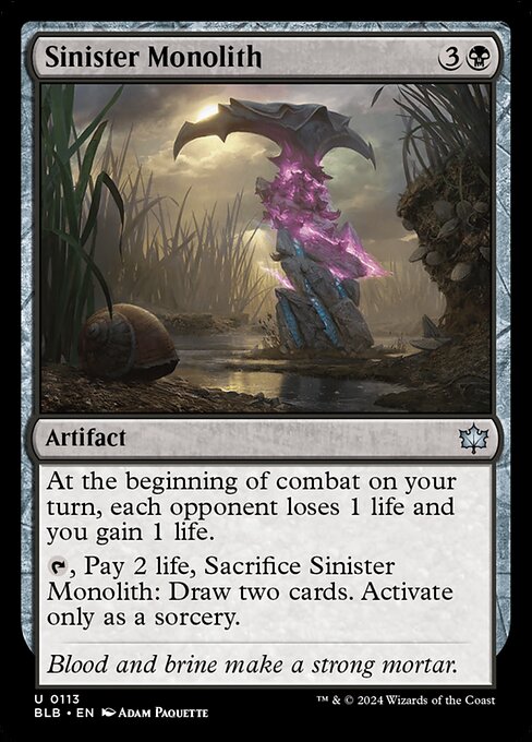 Sinister Monolith highlighted card art