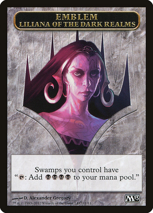 Liliana of the Dark Realms Emblem from Magic 2013 Tokens