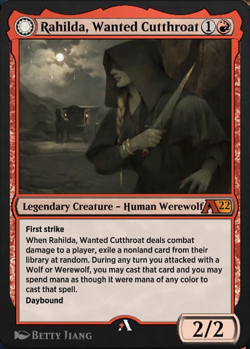 Rahilda, Wanted Cutthroat // Rahilda, Feral Outlaw highlighted card art
