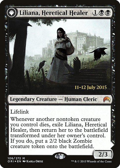 Liliana, Heretical Healer // Liliana, Defiant Necromancer from Magic Origins Promos