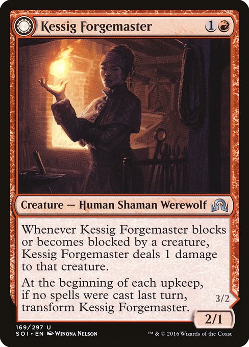 Kessig Forgemaster // Flameheart Werewolf from Shadows over Innistrad