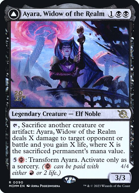Ayara, Widow of the Realm // Ayara, Furnace Queen from March of the Machine Promos