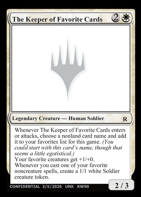 The Keeper of Favorite Cards highlighted card art