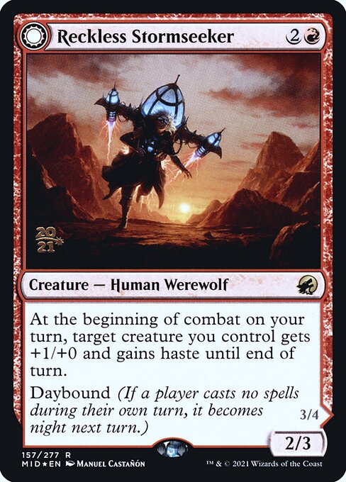 Reckless Stormseeker // Storm-Charged Slasher from Innistrad: Midnight Hunt Promos