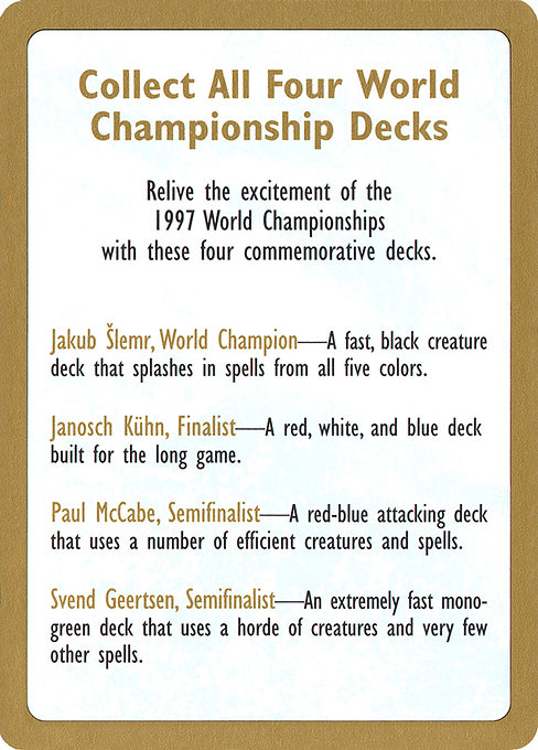 1997 World Championships Ad highlighted card art