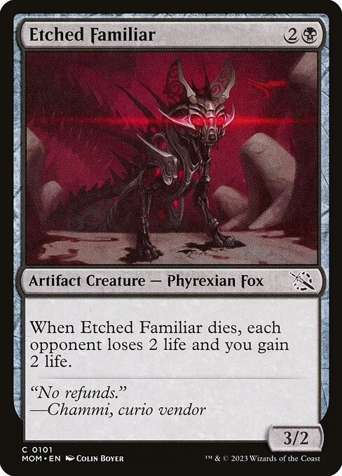 Etched Familiar highlighted card art