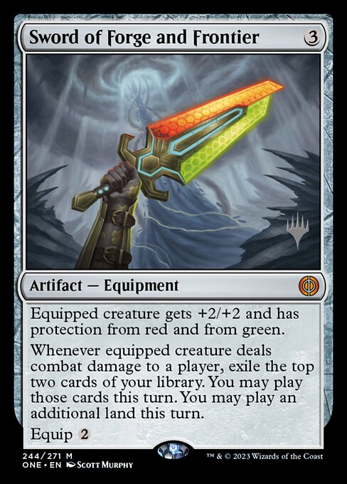 Sword of Forge and Frontier from Phyrexia: All Will Be One Promos