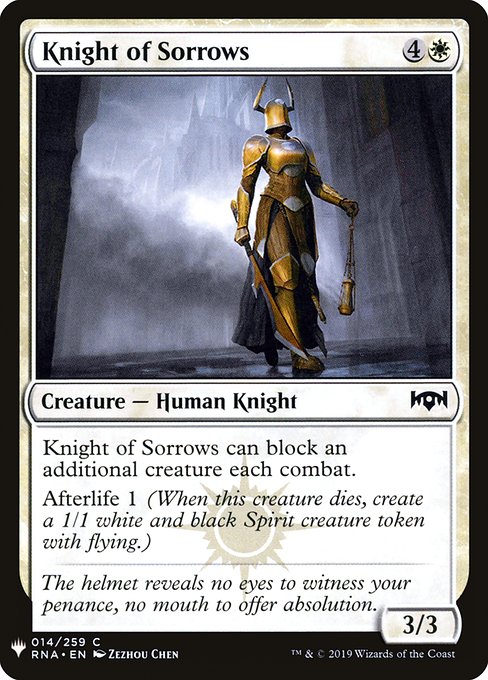 Knight of Sorrows highlighted card art