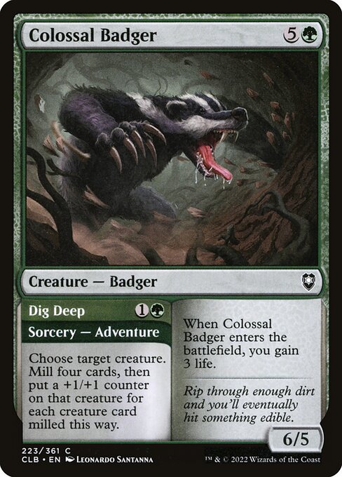 Colossal Badger // Dig Deep highlighted card art