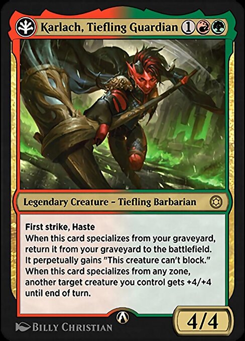 Karlach, Tiefling Guardian highlighted card art