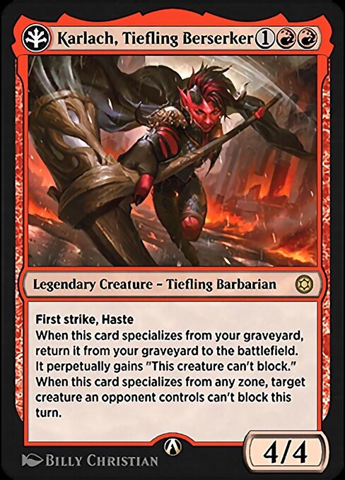 Karlach, Tiefling Berserker highlighted card art