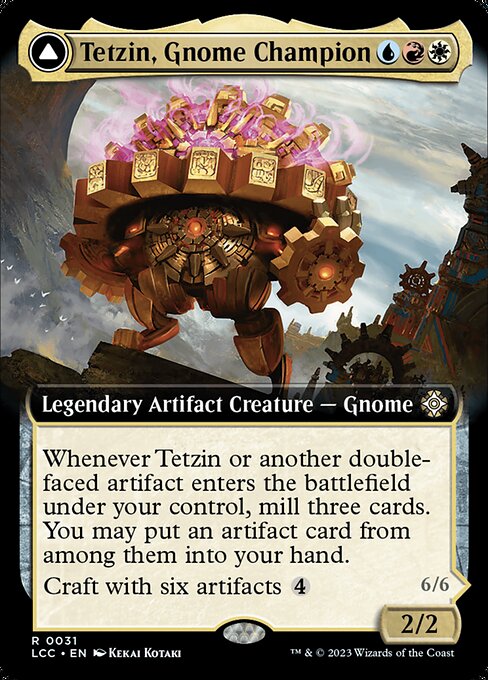 Tetzin, Gnome Champion // The Golden-Gear Colossus from The Lost Caverns of Ixalan Commander