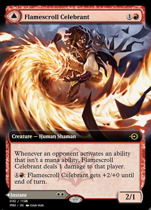 Flamescroll Celebrant // Revel in Silence highlighted card art