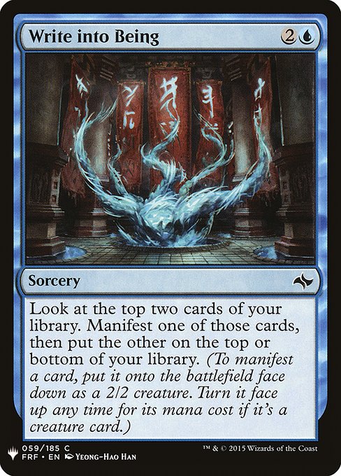 Write into Being highlighted card art