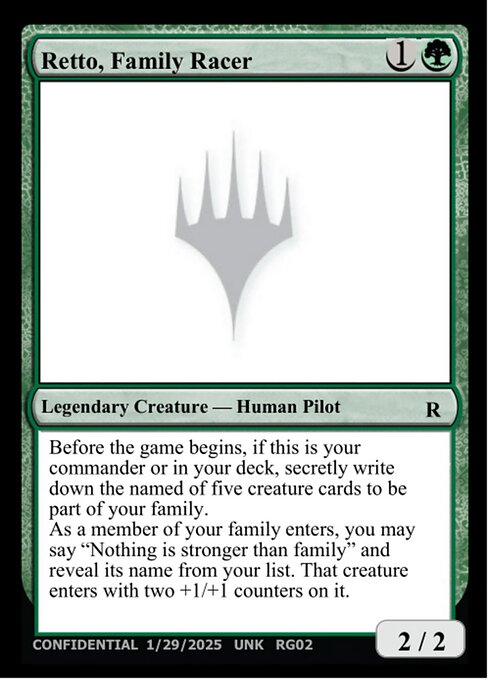 Retto, Family Racer highlighted card art