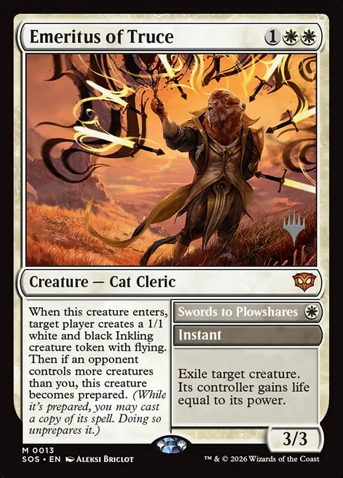 Emeritus of Truce // Swords to Plowshares highlighted card art