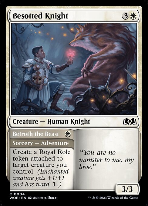 Besotted Knight // Betroth the Beast highlighted card art