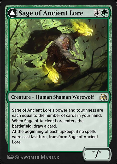 Sage of Ancient Lore // Werewolf of Ancient Hunger from Shadows over Innistrad Remastered