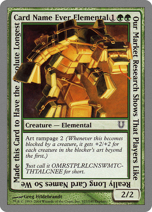 Our Market Research Shows That Players Like Really Long Card Names So We Made this Card to Have the Absolute Longest Card Name Ever Elemental highlighted card art