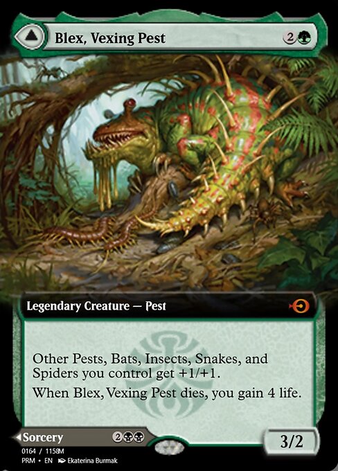Blex, Vexing Pest // Search for Blex highlighted card art