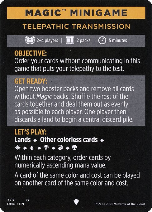Telepathic Transmission // Telepathic Transmission (cont'd) highlighted card art