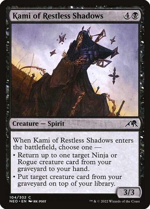 Kami of Restless Shadows highlighted card art